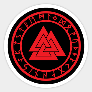 Valknut II /// Rune Circle Red Sticker